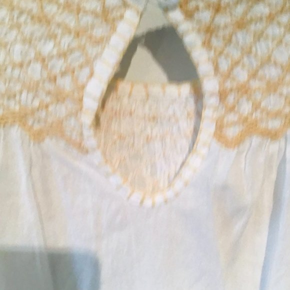 Solitaire Cotton White Boho Embroidered Puff Sleeve Blouse Tunic Top - Picture 9 of 12